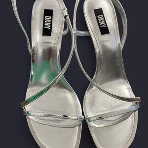DKNY Women's Metallic Silver Sandals